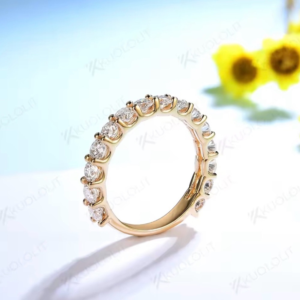 Kuololit Round Cut Diamond Moissanite Ring Sterling Silver S925 size 6 - Picture 8 of 9